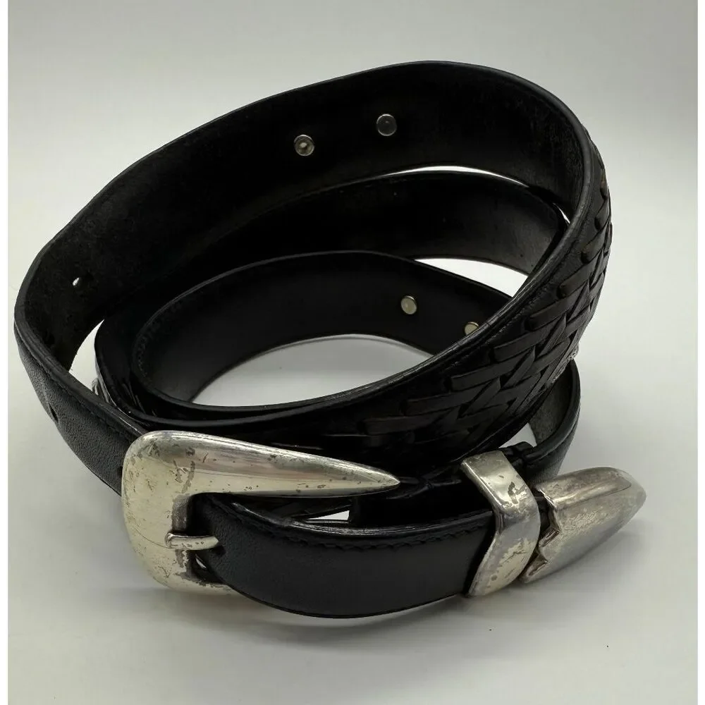 John Rich & Bros‎ Woolrich Men’s Belt Size 40 Black Leather Silver Golf